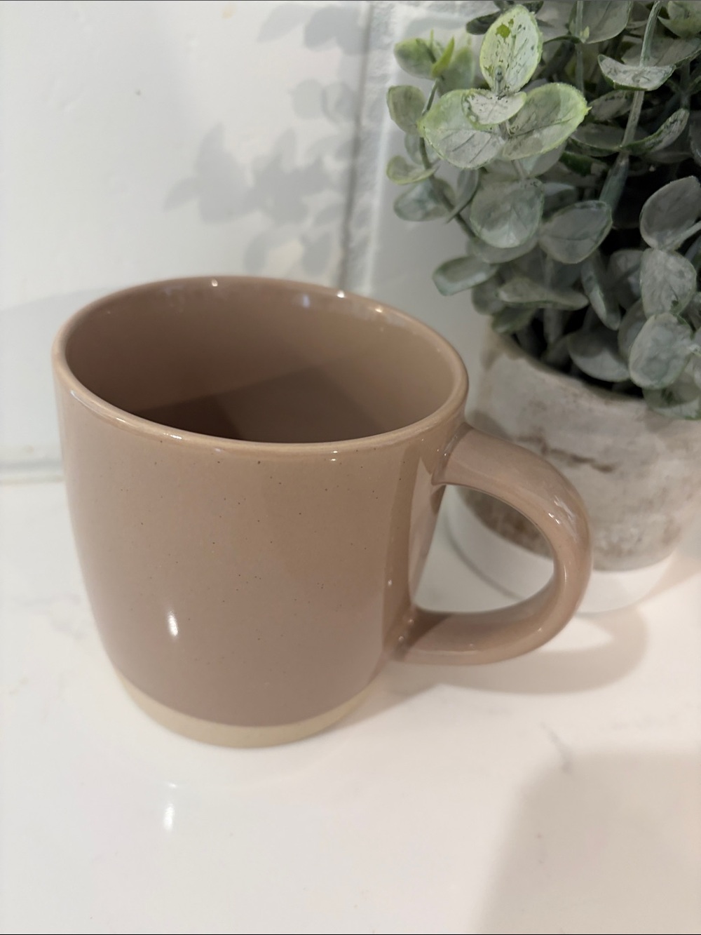 Beige Ceramic Coffee Mug with Comfortable Handle